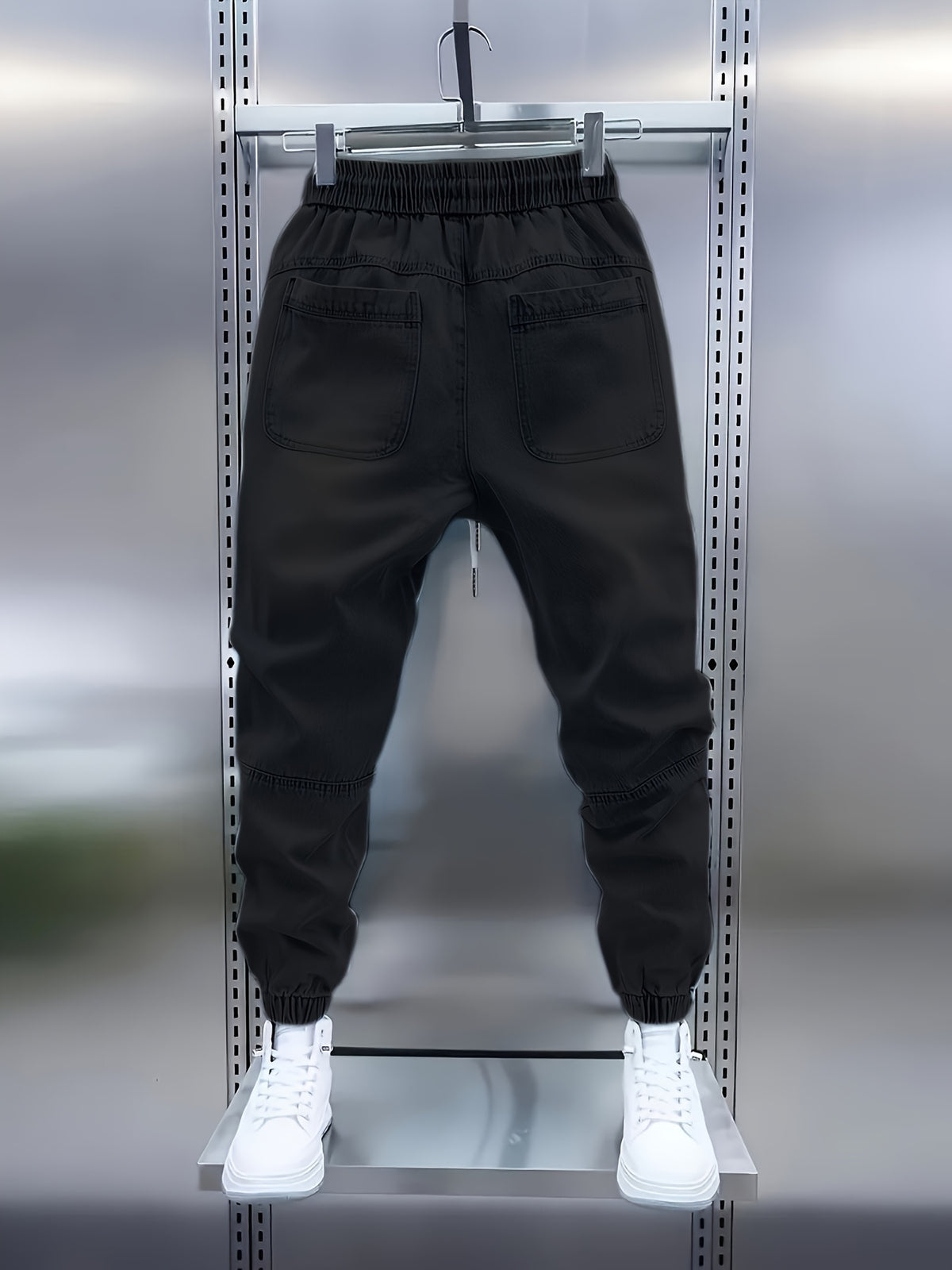 Pantalon de jogging en jean pour homme avec cordon de serrage – Jean patchwork coupe slim