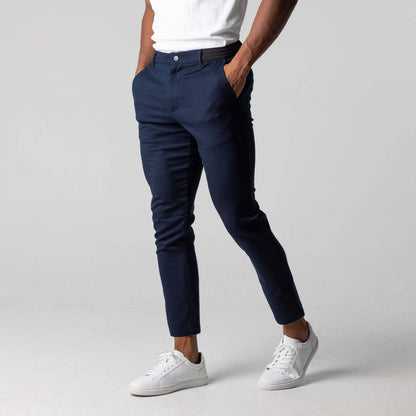 Pantalon de costume ajusté Loom & Soul™ pour homme – Pantalon uni élégant avec taille élastique et poches