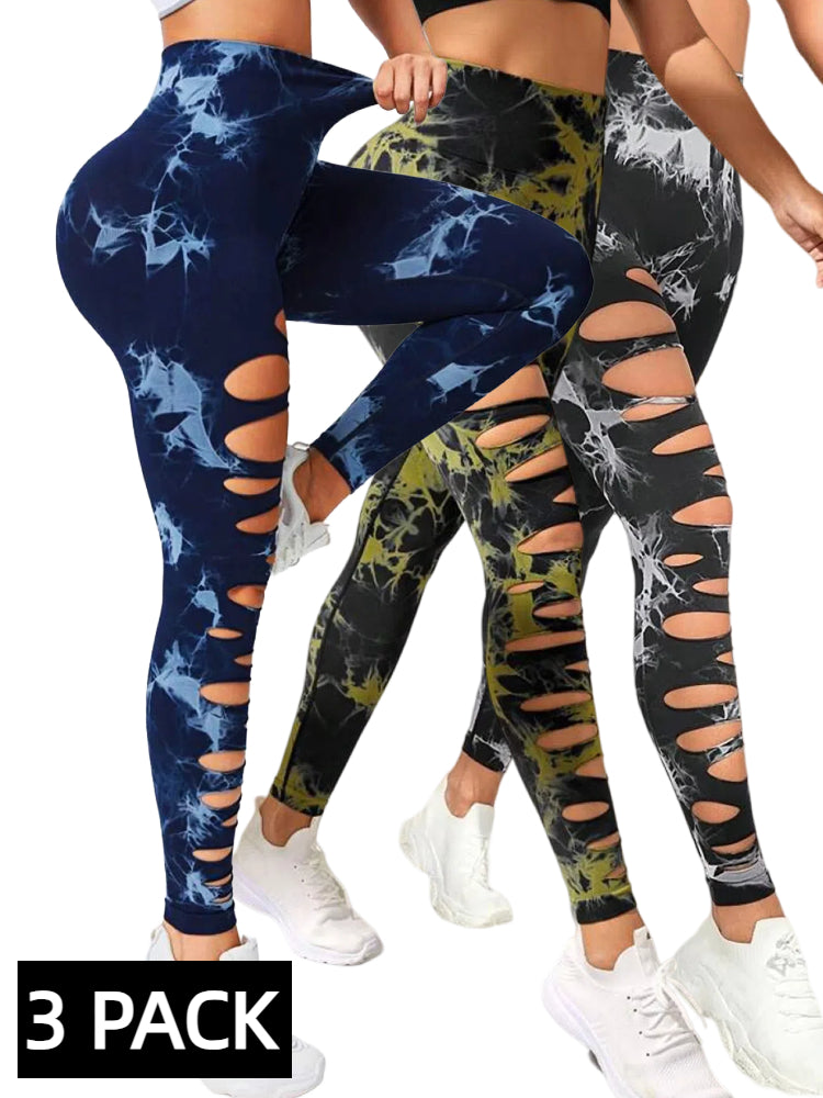 Lot de 3 leggings de yoga push-up pour femme – Pantalon de sport taille haute sans couture