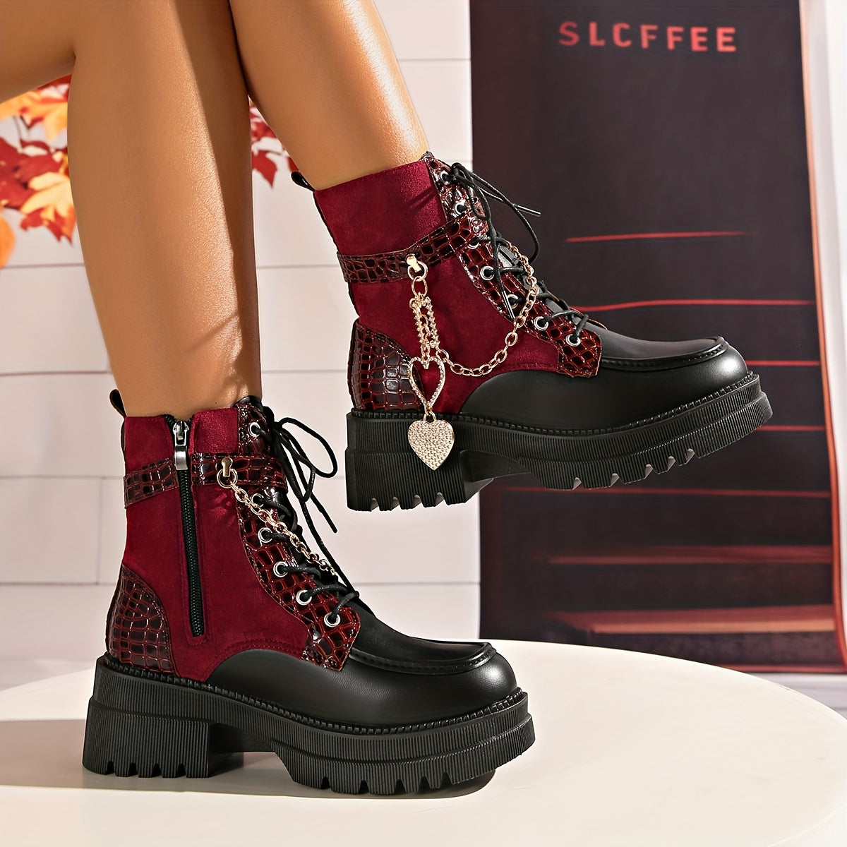 Bottes plateforme épaisses pour femmes – Bottines gothiques à talons hauts