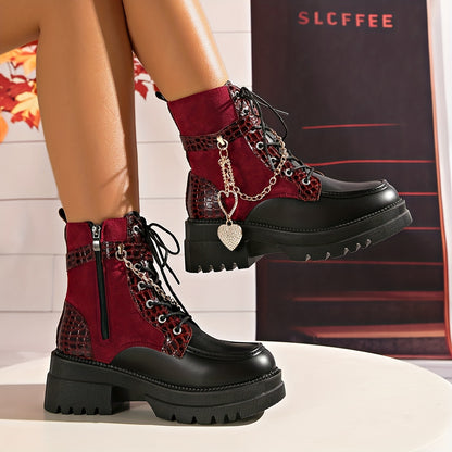 Bottes plateforme épaisses pour femmes – Bottines gothiques à talons hauts