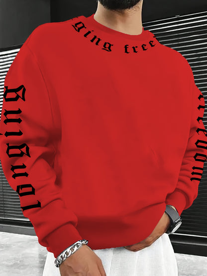 Sweat-shirt imprimé col rond pour homme – Pull tendance décontracté streetwear