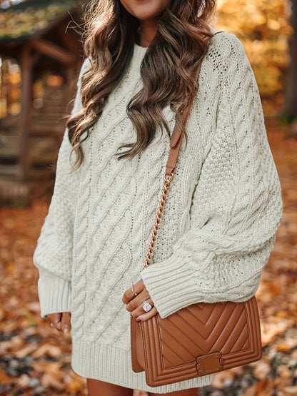 Pull Vika femme – Col rond ample en maille mi-longue