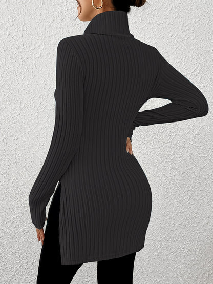 Haut élégant à col roulé pour femme – Tricot doux à manches longues et col montant