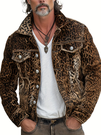 Leopard Statement Denim Jacket – Oversized Luxe Workwear
