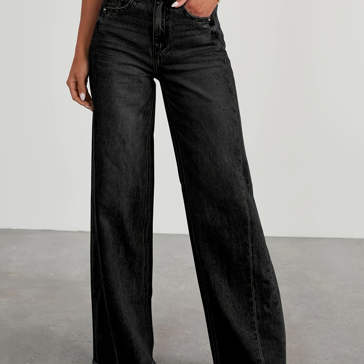 Jean taille haute ample pour femme – Denim décontracté extensible