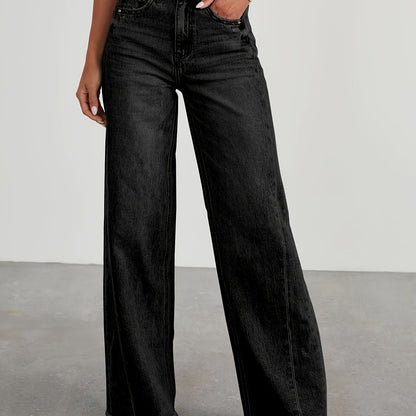 Jean taille haute ample pour femme – Denim décontracté extensible