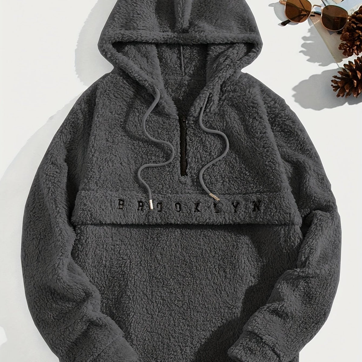 Sweat à capuche en molleton doux pour hommes – Demi-zip « Brooklyn » Pull d'hiver