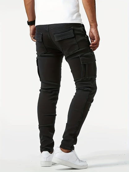 Jean slim extensible noir pour homme – Denim toutes saisons inspiré des vêtements de travail