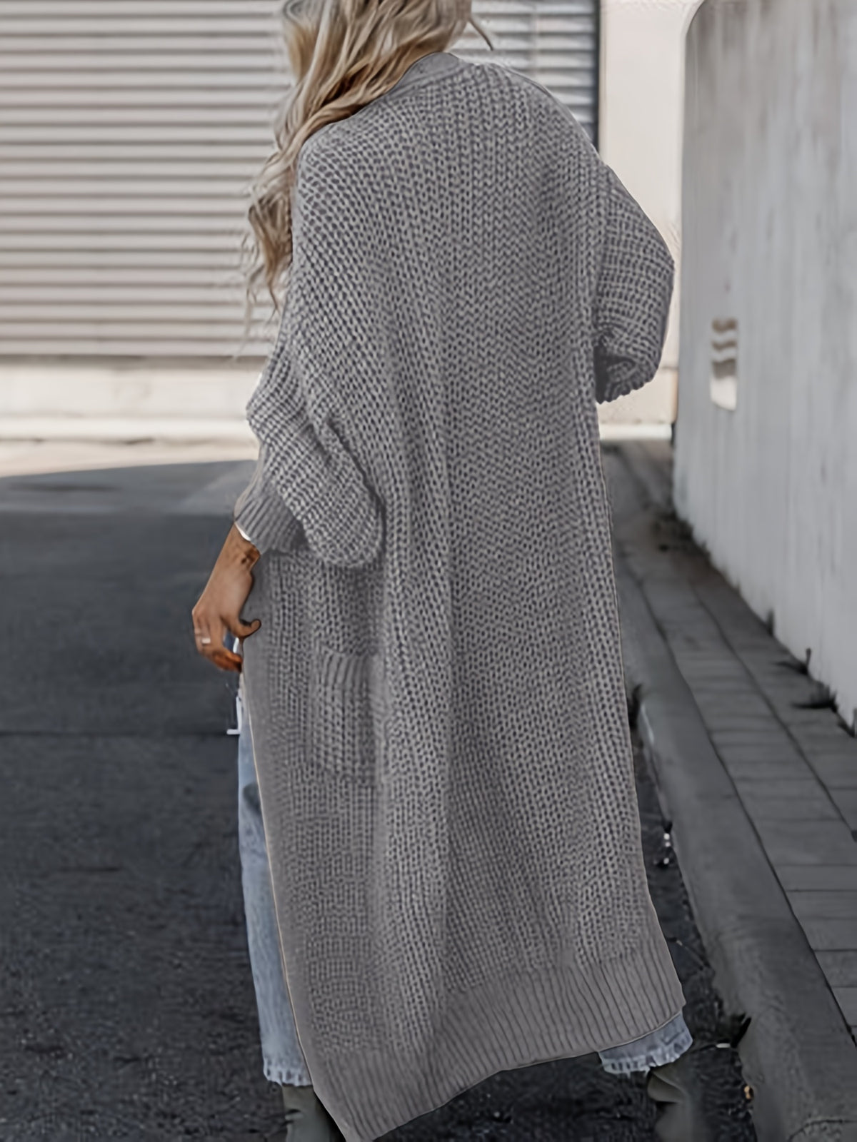 Elegant Deep V-Neck Ribbed Cardigan – Women’s Fall/Winter Knit Sweater