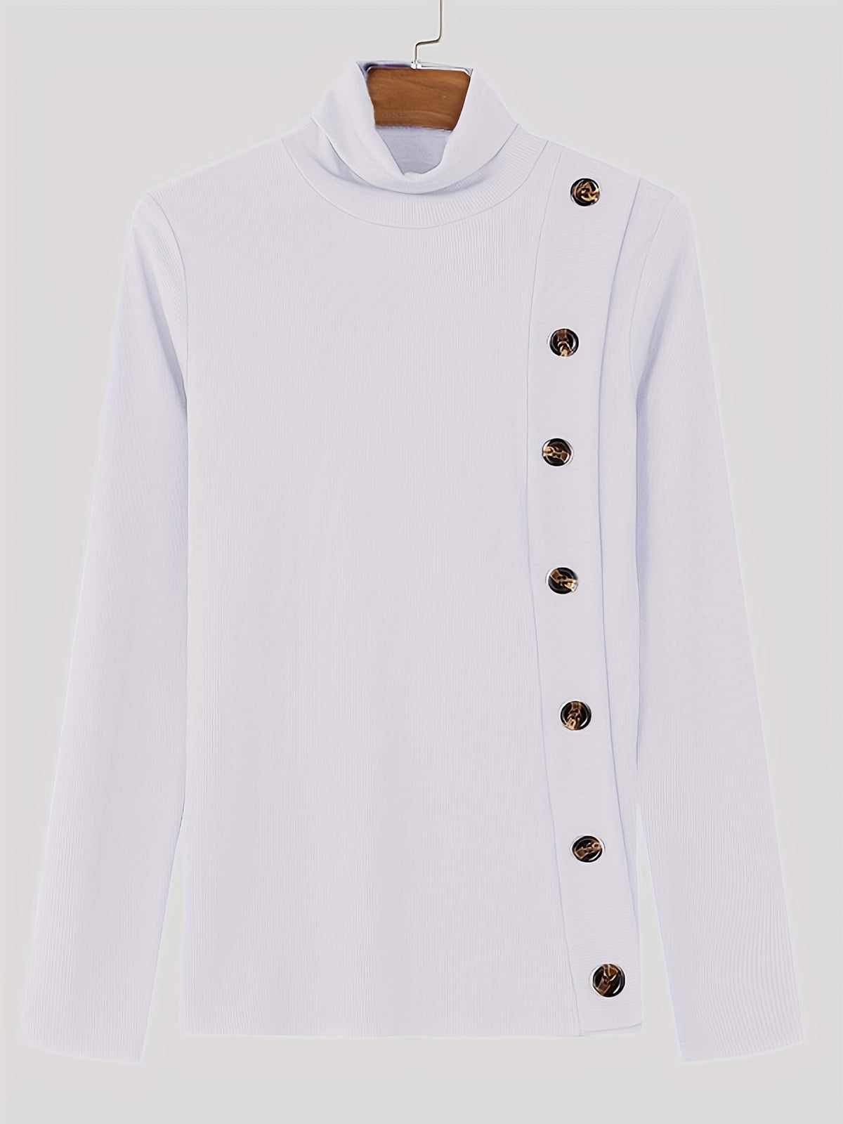 Men’s Slim Turtleneck Base Layer – Button Detail Knit Shirt