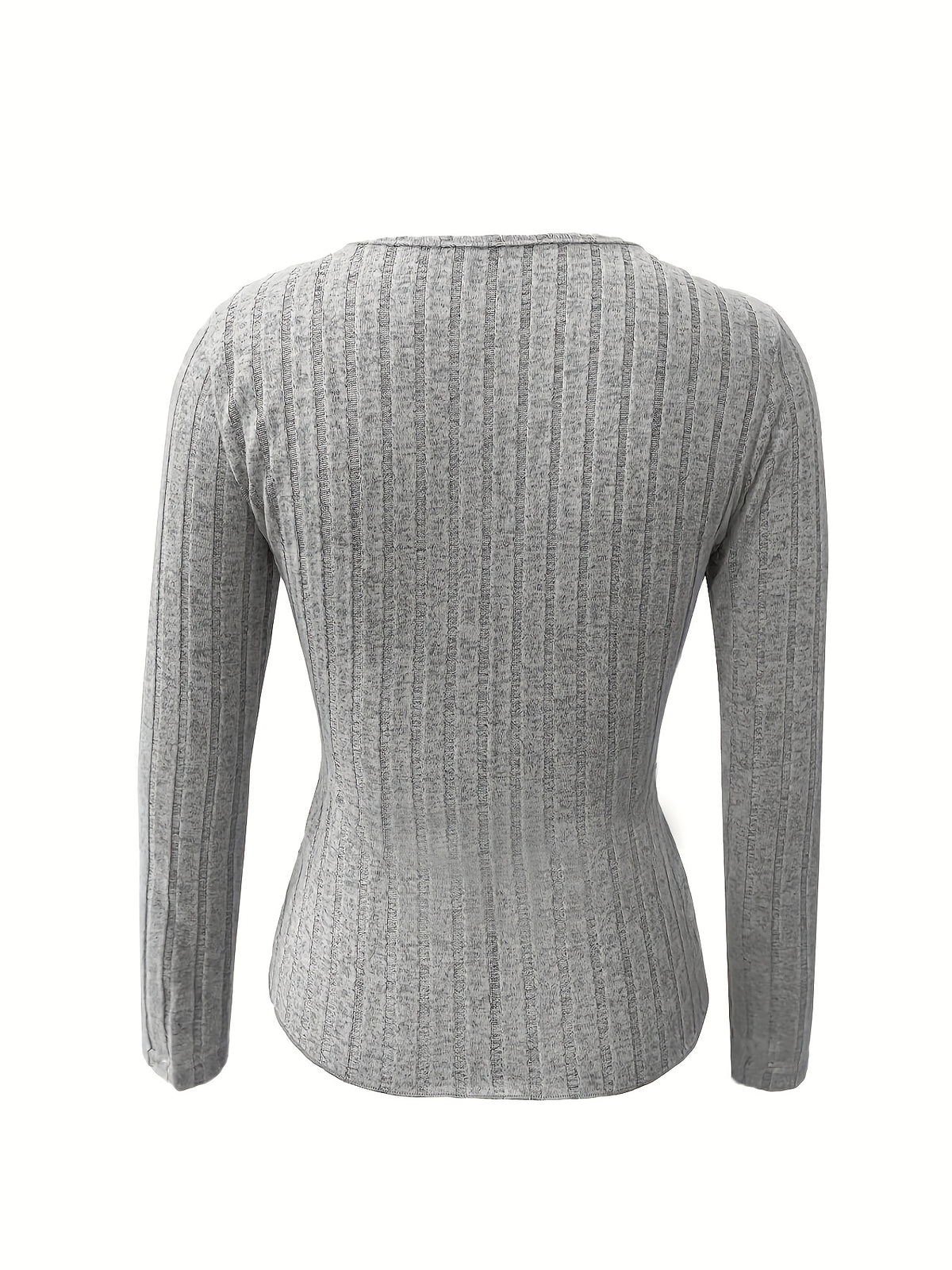 Haut élégant femme col en V – T-shirt en maille extensible avec détail croisé