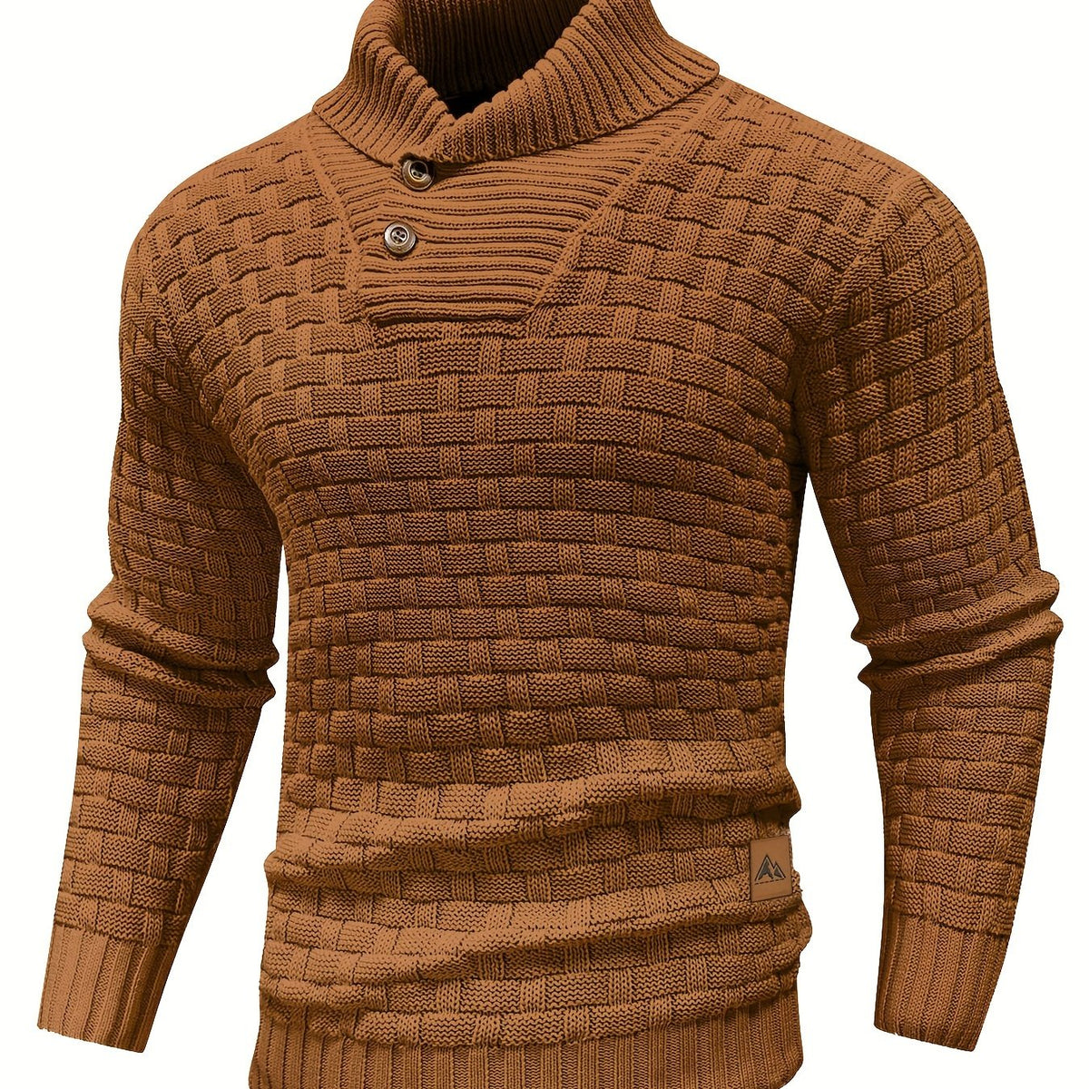 Pull en tricot gaufré pour homme – Grande élasticité avec col à revers