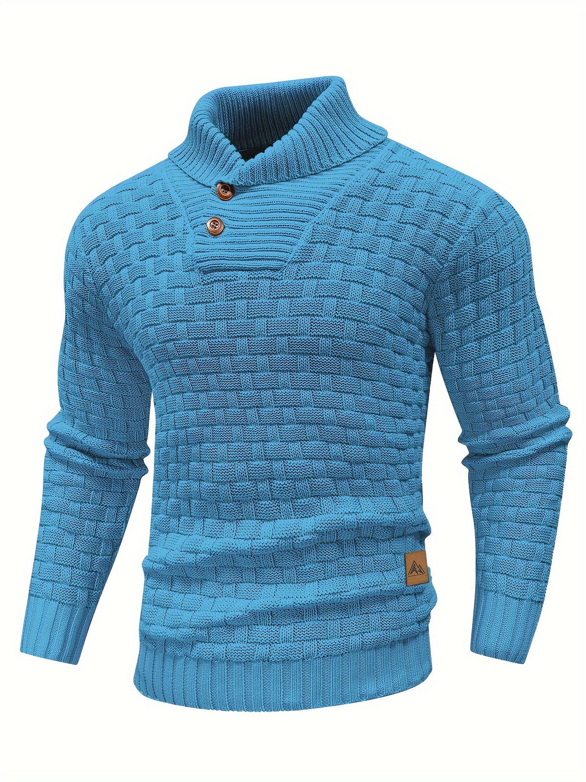 Pull en tricot gaufré pour homme – Grande élasticité avec col à revers