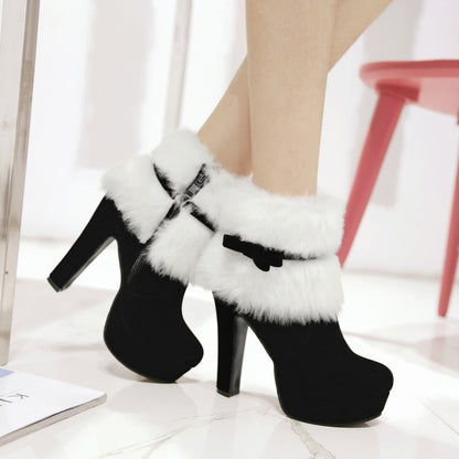 Loom & Soul Plush Winter High-Heel Martin Boots – Elegant Holiday Comfort