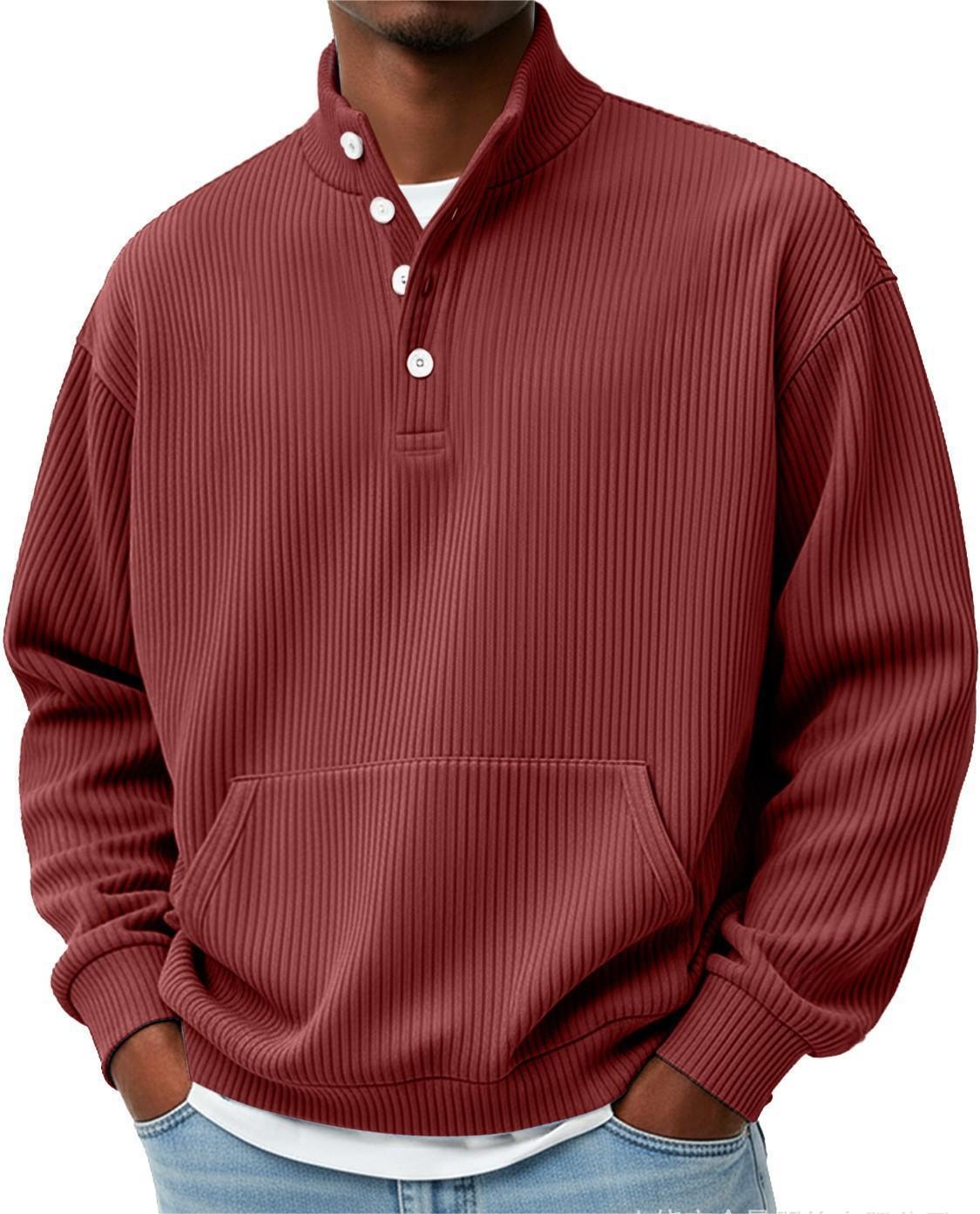 Men’s Solid Color Turtleneck Sweatshirt – Long Sleeve Casual Polo