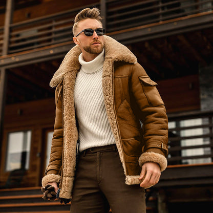 Chaqueta polar militar de hombre Loom & Soul™ – Abrigo táctico cálido de invierno con cuello de piel y diseño multibolsillo