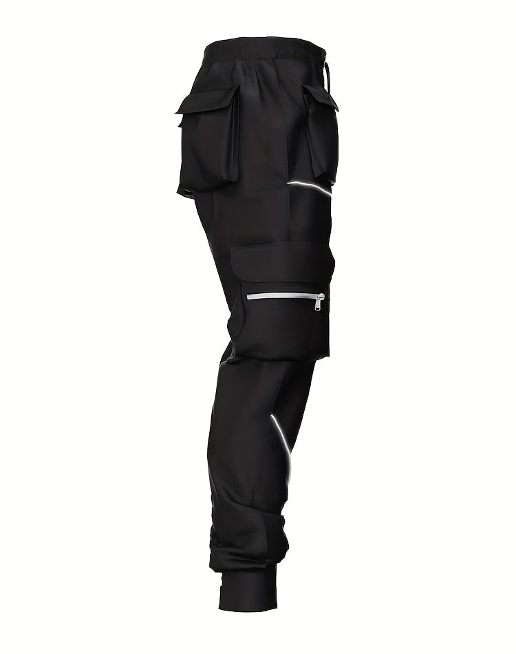 Pantalones cargo reflectantes para hombre – Pantalones deportivos holgados multibolsillos