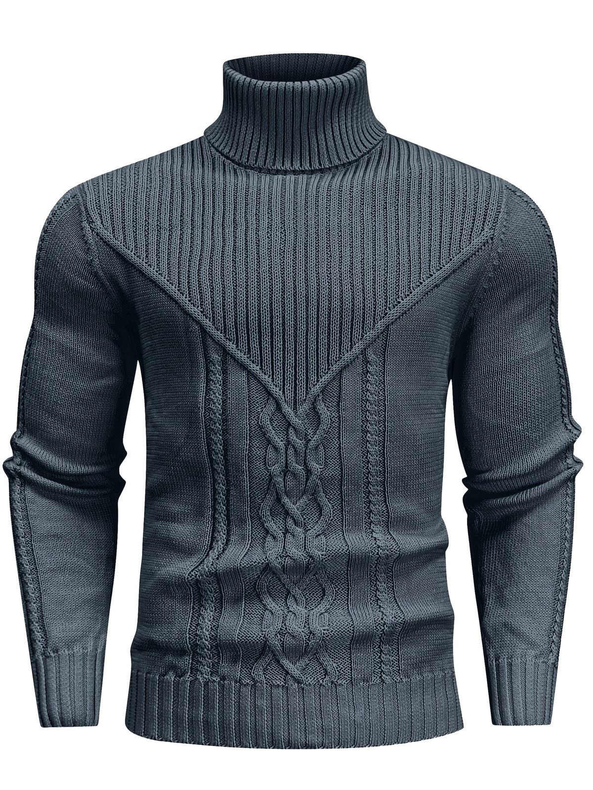 Suéter de cuello alto trenzado vintage para hombre – Jersey de punto clásico