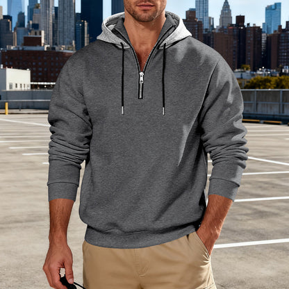 Haut à capuche pour homme avec col montant – Sweat décontracté de luxe pour les trajets quotidiens