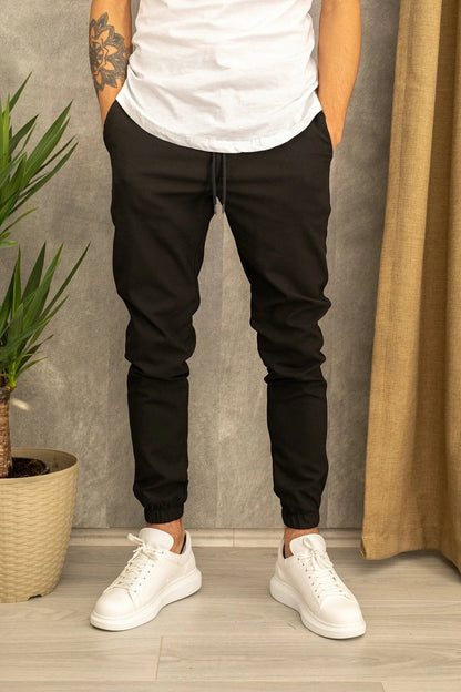 Pantalon décontracté en tissu de costume pour homme Loom & Soul – Pantalon cigarette coupe slim avec ceinture et taille mi-haute pour toutes les saisons