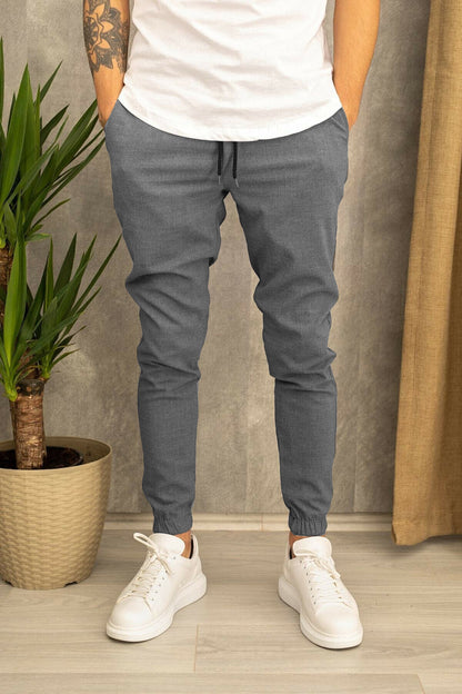 Pantalon décontracté en tissu de costume pour homme Loom & Soul – Pantalon cigarette coupe slim avec ceinture et taille mi-haute pour toutes les saisons