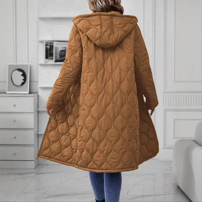 Veste zippée à capuche pour femme – Manteau décontracté en coton matelassé épais
