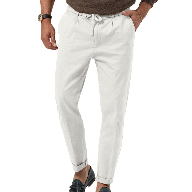 Pantalon de costume décontracté à cordon Loom & Soul™ pour homme – Coupe droite avec taille élastique et confort ajusté