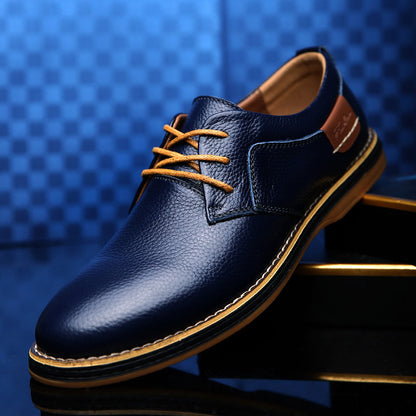 Loom & Soul™ – Chaussures Richelieu décontractées en cuir pour homme – Chaussures d'affaires basses de style britannique avec confort respirant et semelle en caoutchouc