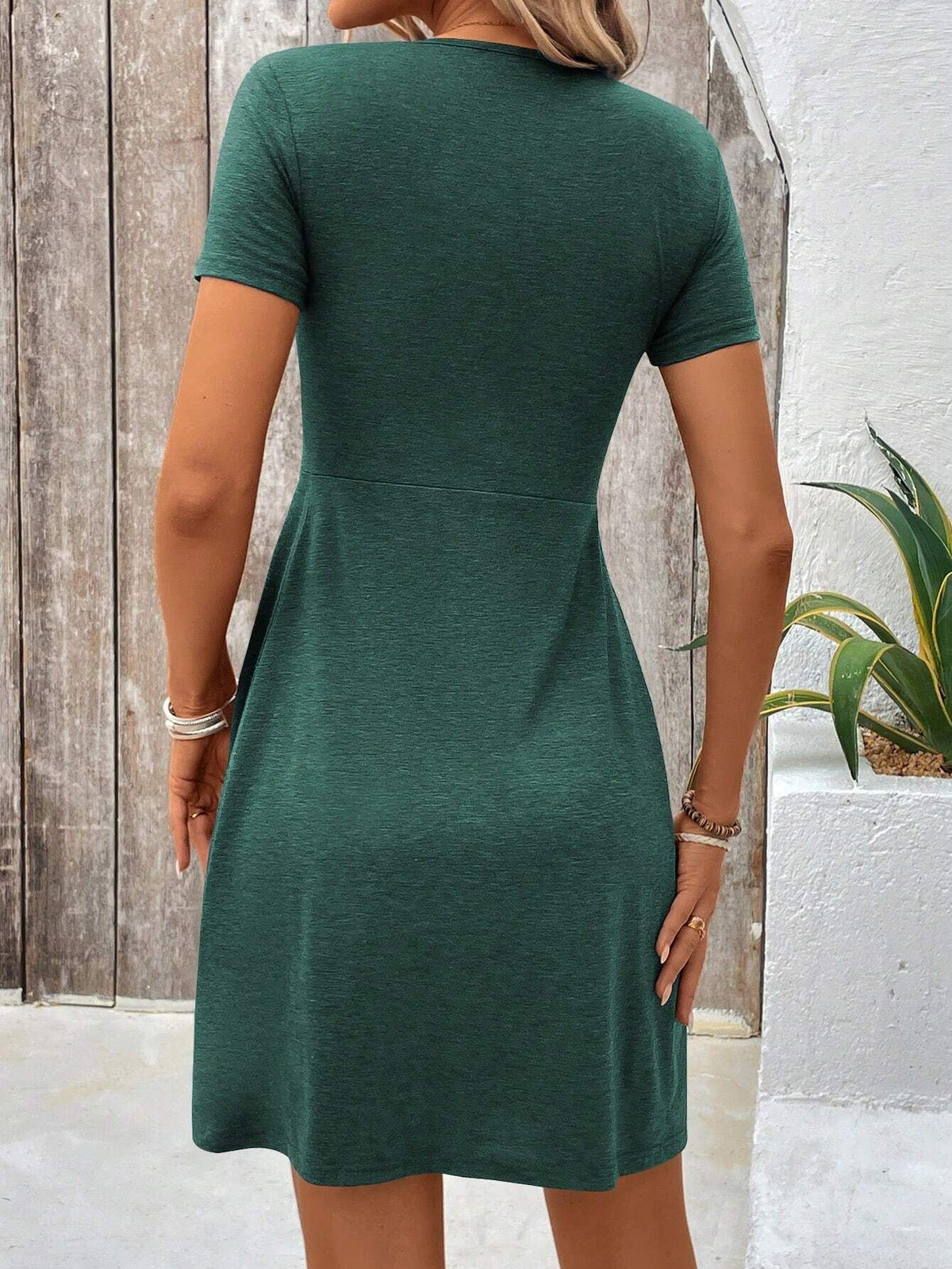 Mini-robe cache-cœur torsadé à col en V – Robe tunique chic décontractée pour l'été