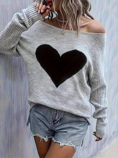 Haut cœur noir pour femme – Blouse élégante à col rond, toutes saisons