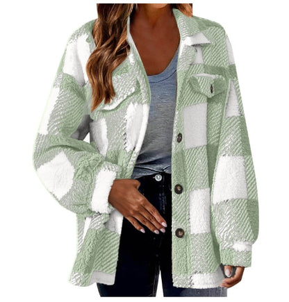 Veste en molleton d'agneau Loom & Soul pour femme – Manteau Sherpa doux boutonné pour une chaleur hivernale douillette