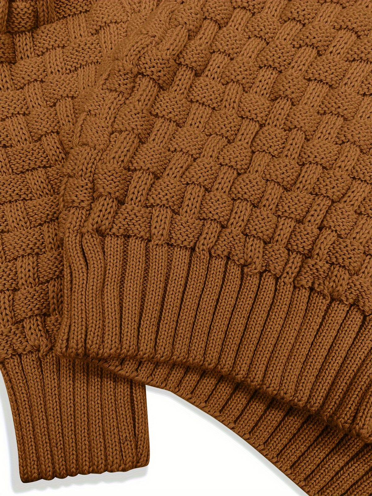 Pull en tricot gaufré pour homme – Grande élasticité avec col à revers