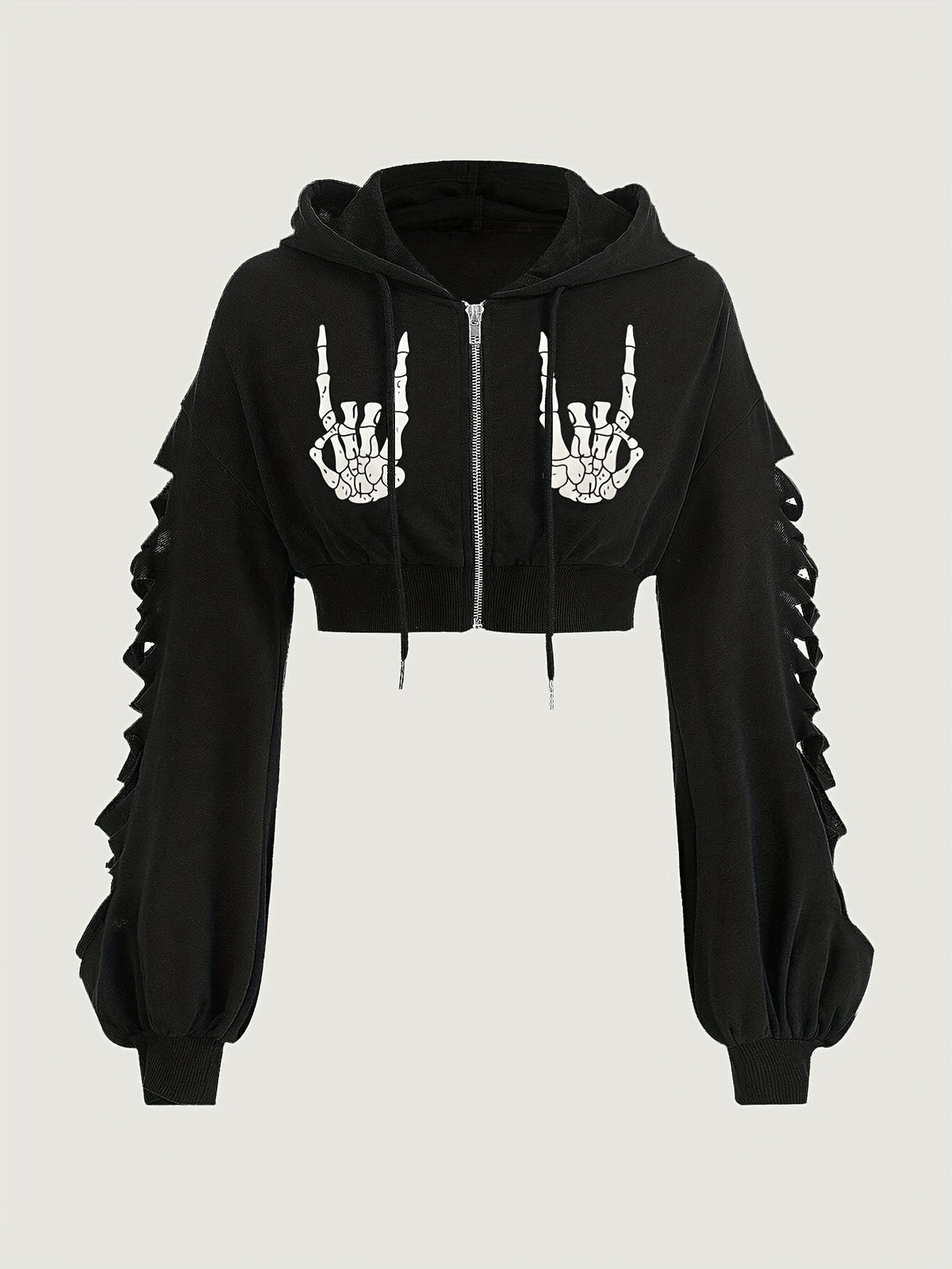 Skull Hoodie – Women's Street Style Ripped Pullover