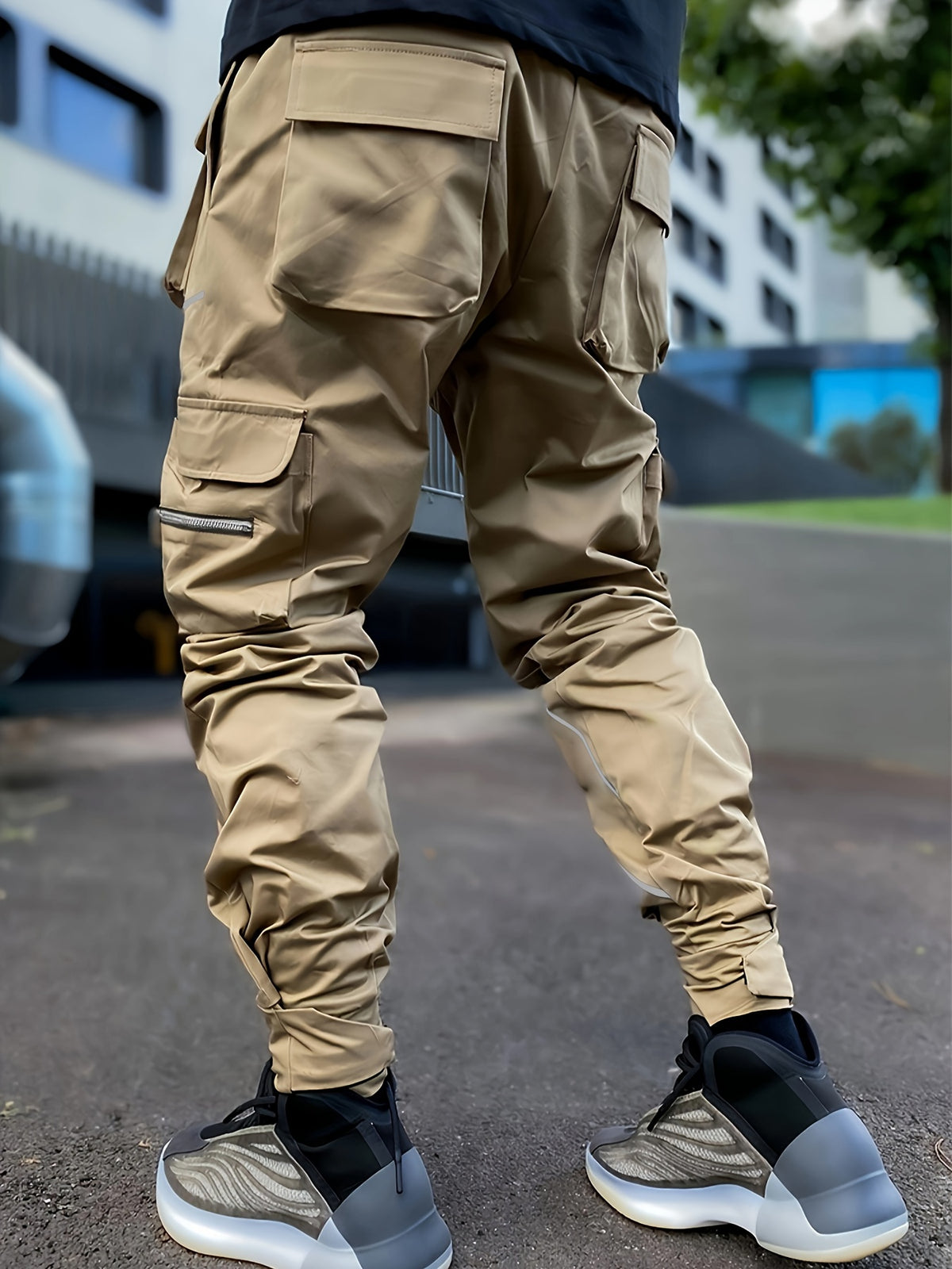 Pantalones cargo reflectantes para hombre – Pantalones deportivos holgados multibolsillos