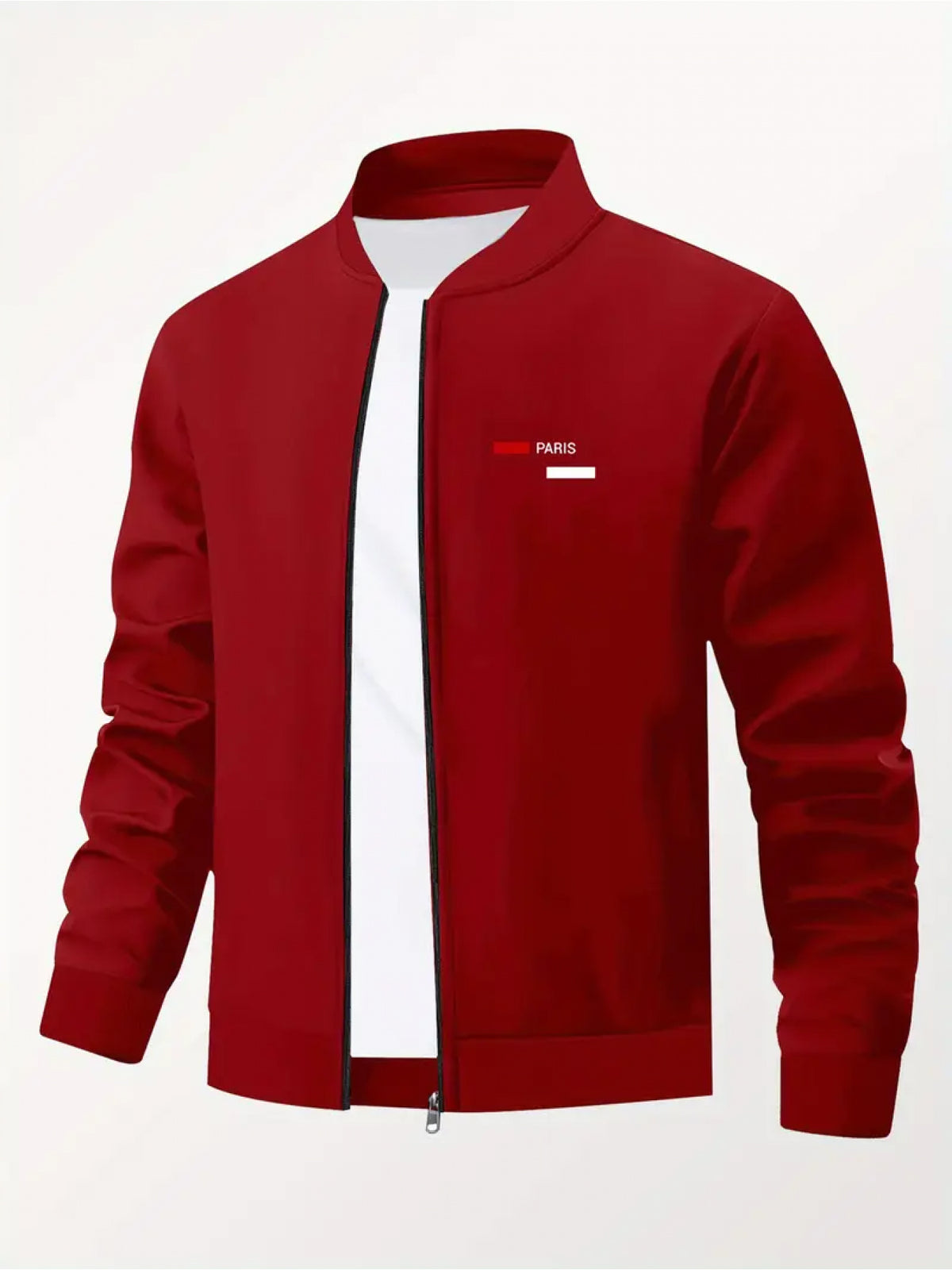 Men’s Printed Baseball Collar Jacket – Casual Streetwear Zip Workwear Coat