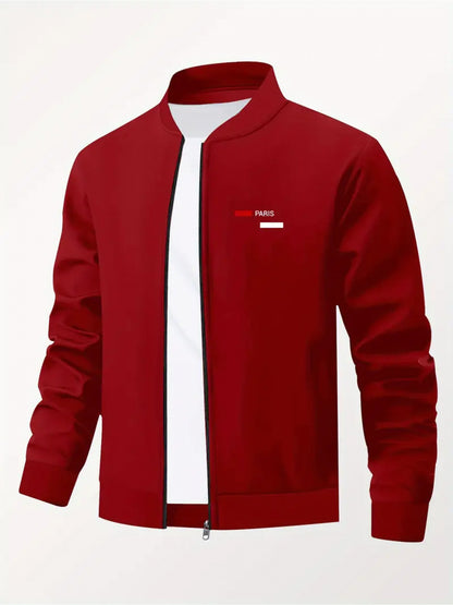 Men’s Printed Baseball Collar Jacket – Casual Streetwear Zip Workwear Coat