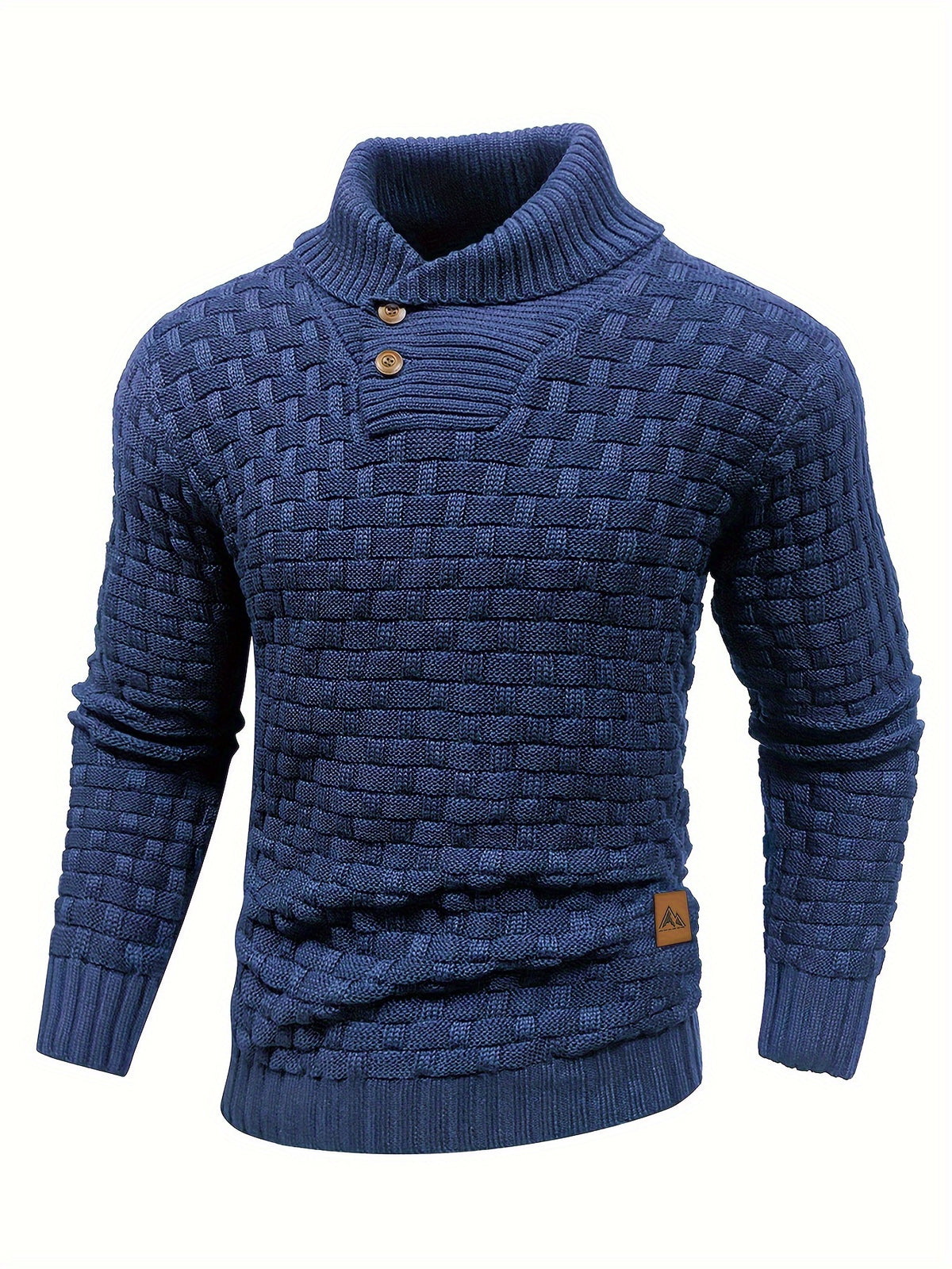 Pull en tricot gaufré pour homme – Grande élasticité avec col à revers