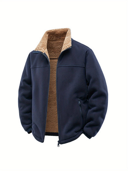 Men’s Fleece Zip Jacket – Warm Wind-Resistant Fall Winter Coat