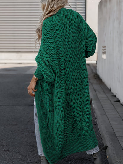 Elegant Deep V-Neck Ribbed Cardigan – Women’s Fall/Winter Knit Sweater