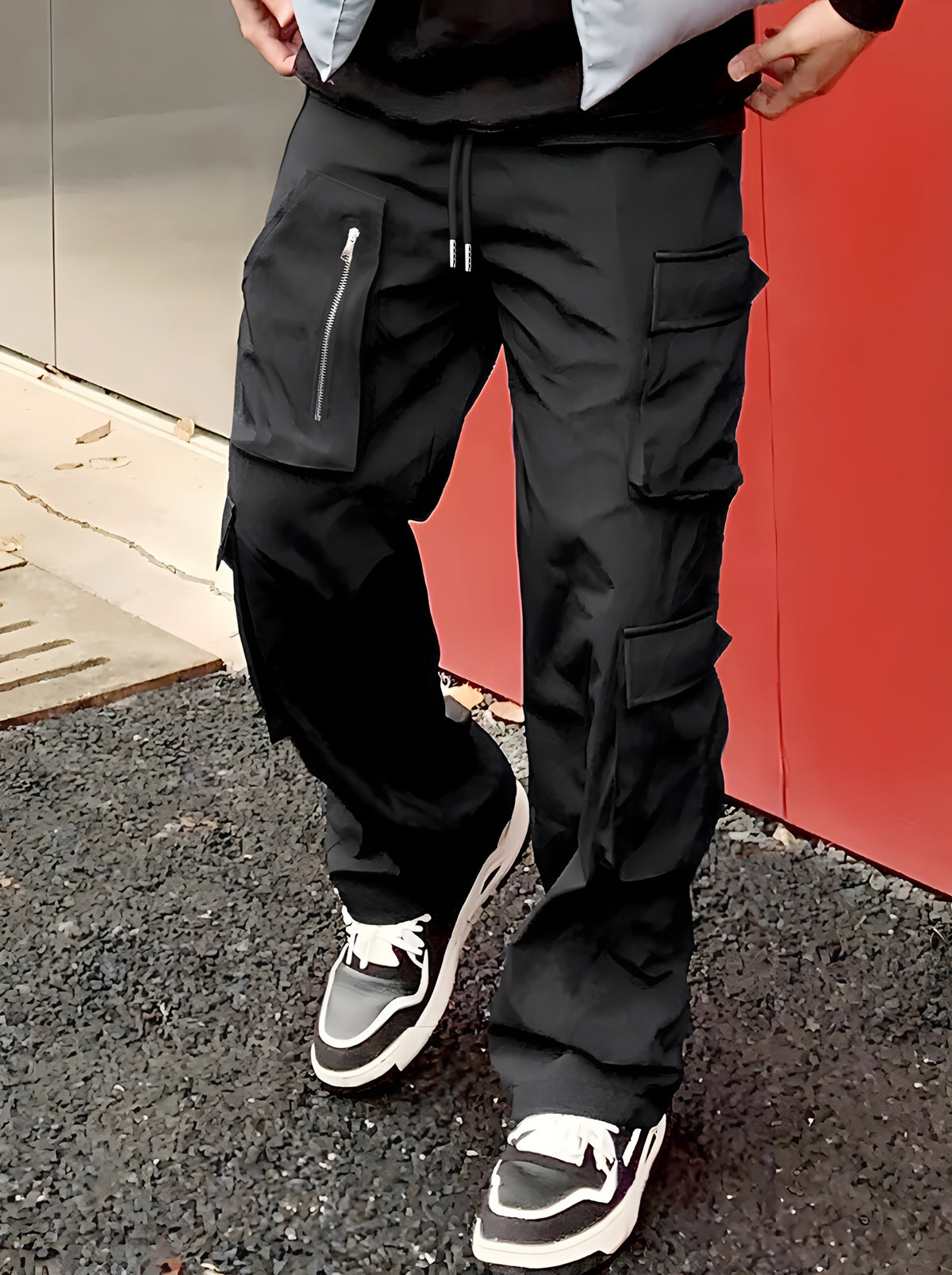 Pantalon Cargo Vert Homme – Coupe Droite Ample Taille Élastique