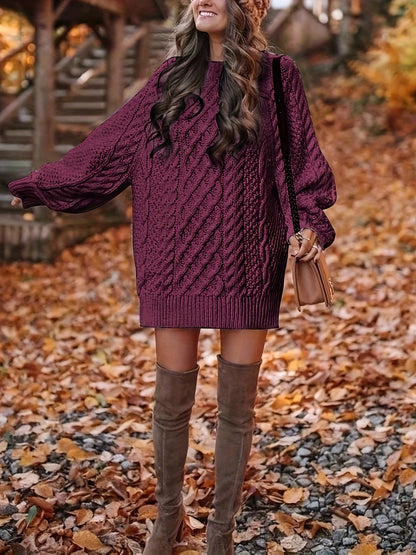 Pull Vika femme – Col rond ample en maille mi-longue