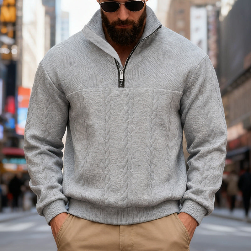 Veste à capuche zippée pour homme – Sweat-shirt décontracté coupe ample avec col montant