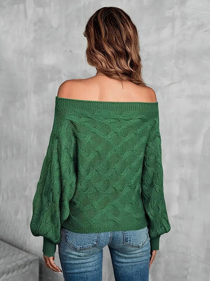 Chandail chauve-souris à épaules dénudées pour femme – Tricot ample toutes saisons