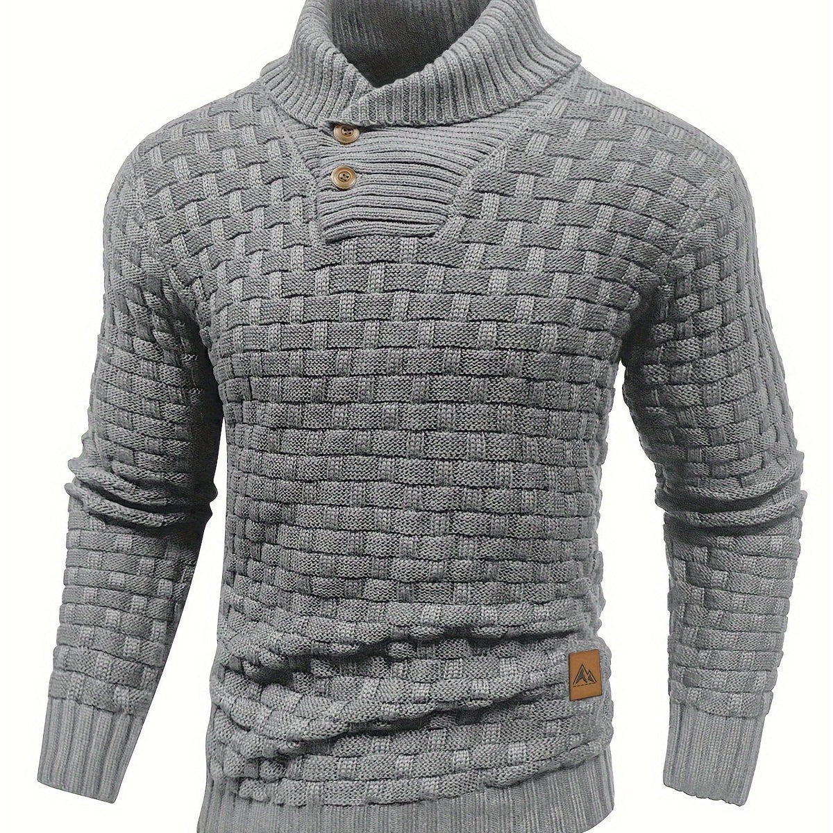 Pull en tricot gaufré pour homme – Grande élasticité avec col à revers