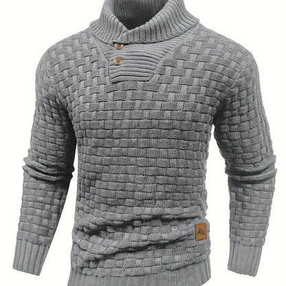 Pull en tricot gaufré pour homme – Grande élasticité avec col à revers