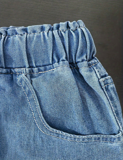 Jean large taille haute pour femme – Denim stretch avec cordon de serrage 2025