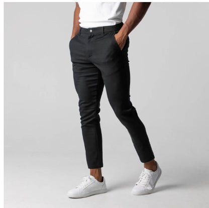 Pantalon de costume ajusté Loom & Soul™ pour homme – Pantalon uni élégant avec taille élastique et poches