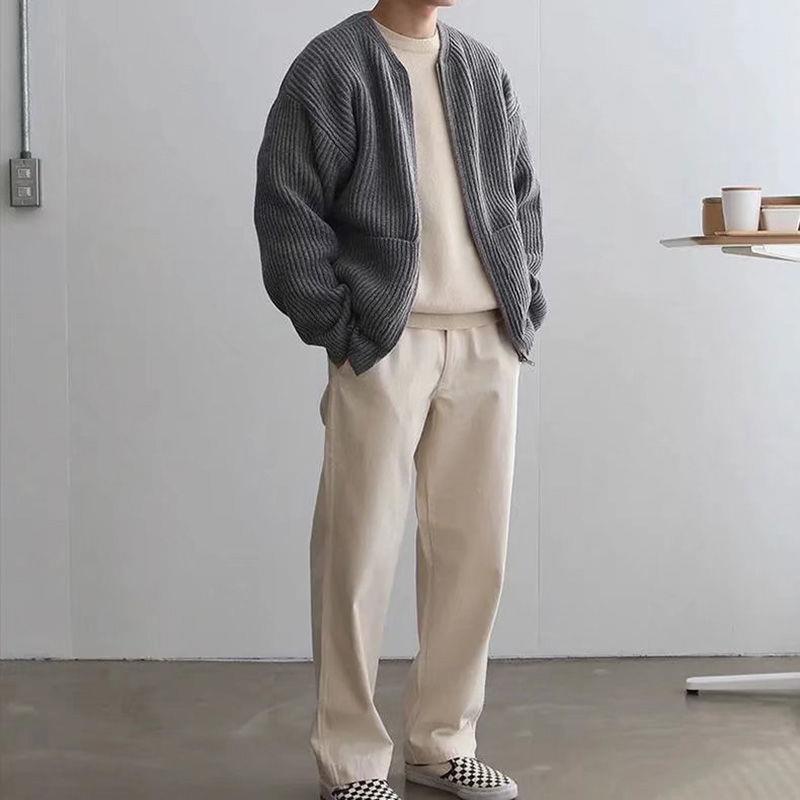 Cardigan Tricoté Zippé Homme Loom & Soul™ – Col cheminée doux avec poches pour un confort toutes saisons