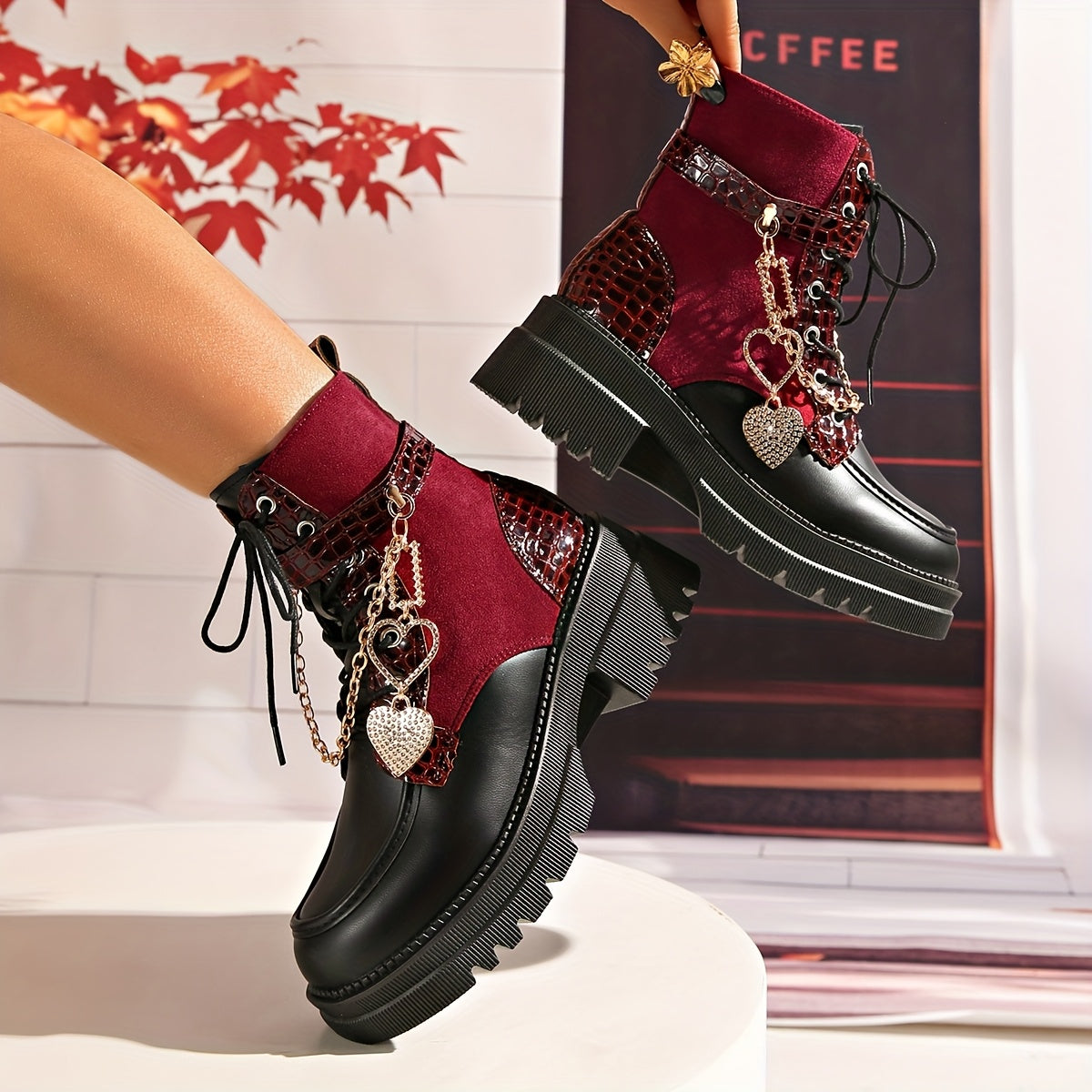 Bottes plateforme épaisses pour femmes – Bottines gothiques à talons hauts